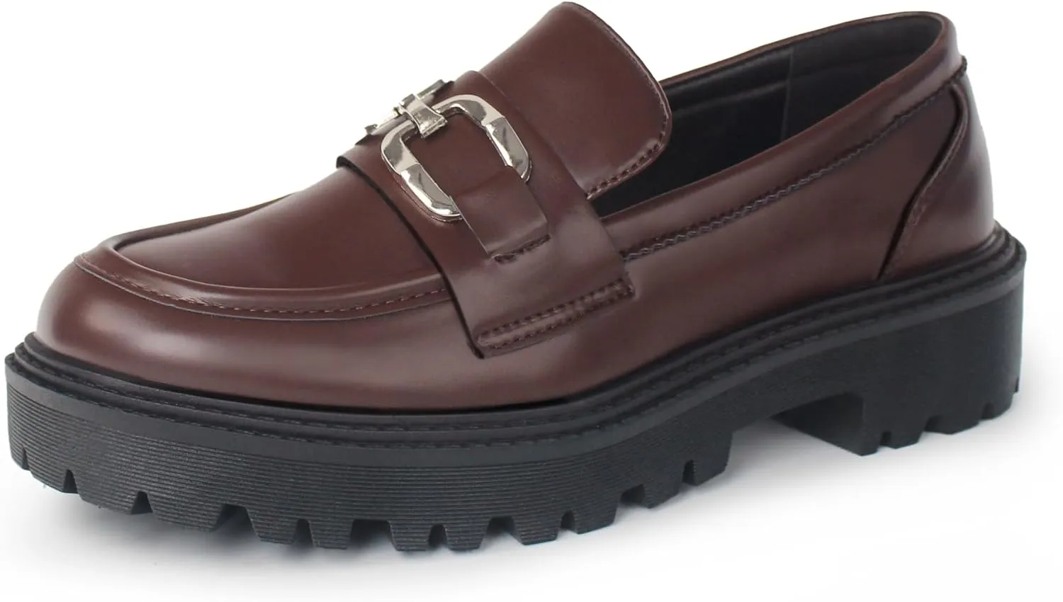Women's Loafers Fashion Comfortable Platform Chunky Slip On Casual Shoes Round Toe Padded Business Dress Shoe
