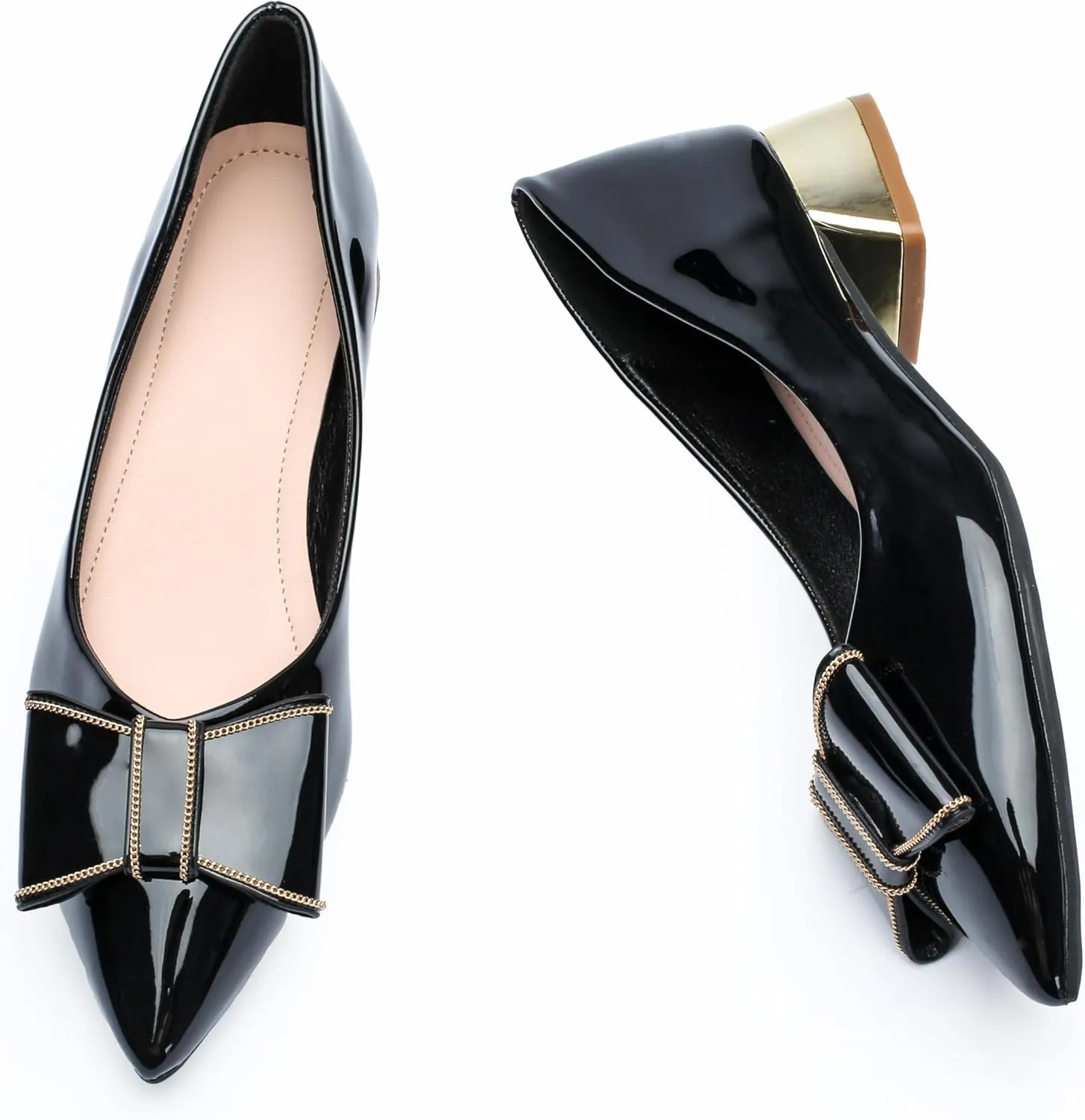 Women's Low Block Chunky Heels Pumps Shoes Pointed Toe Closed Toe Work Pumps Comfortable Slip-on Heels