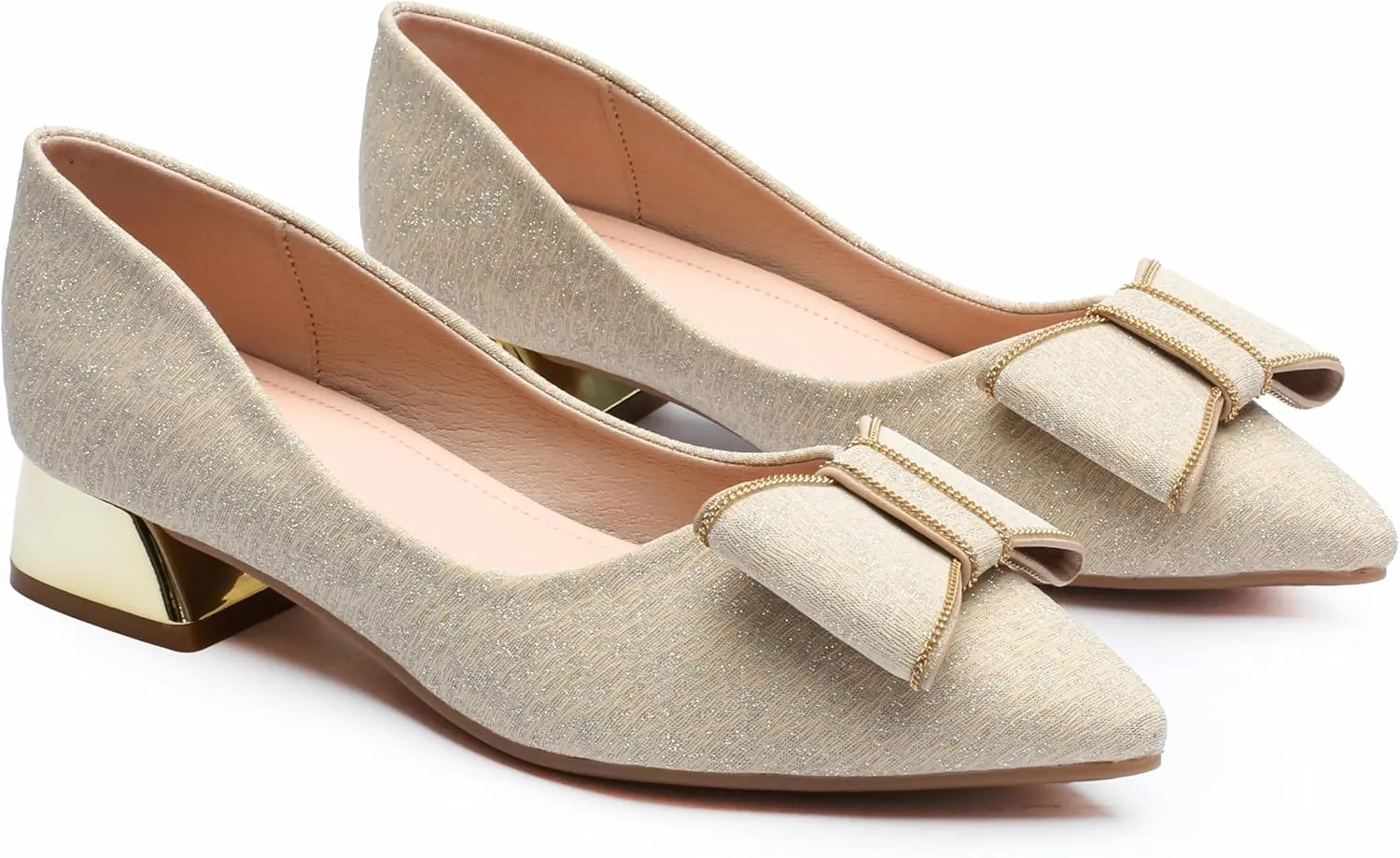 Women's Low Block Chunky Heels Pumps Shoes Pointed Toe Closed Toe Work Pumps Comfortable Slip-on Heels