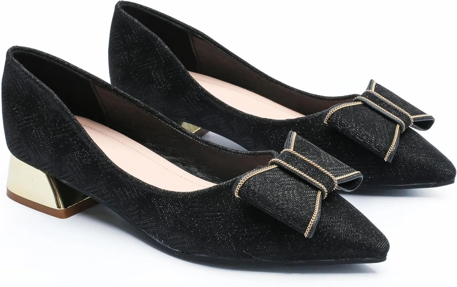 Women's Low Block Chunky Heels Pumps Shoes Pointed Toe Closed Toe Work Pumps Comfortable Slip-on Heels