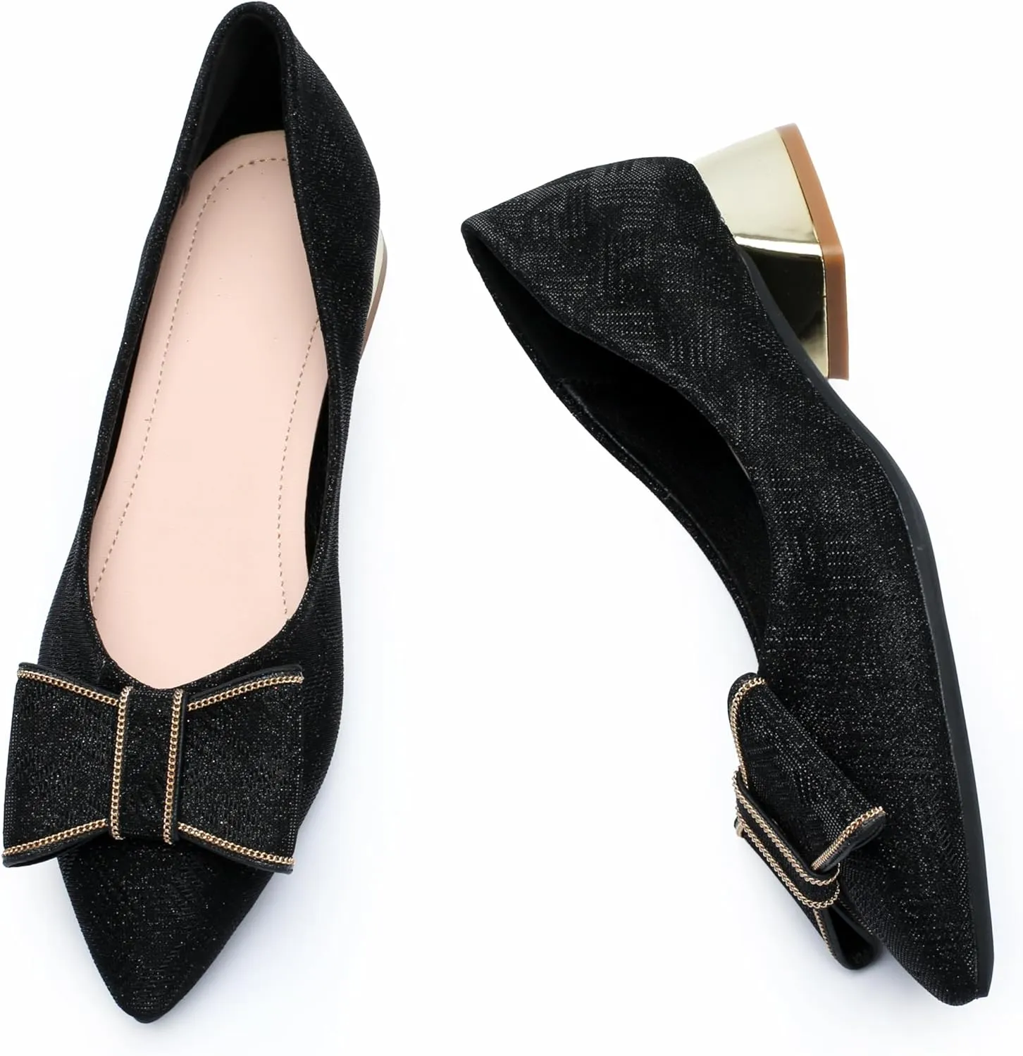 Women's Low Block Chunky Heels Pumps Shoes Pointed Toe Closed Toe Work Pumps Comfortable Slip-on Heels
