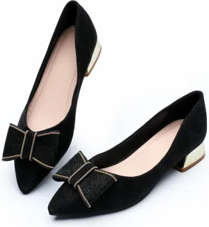 Women's Low Block Chunky Heels Pumps Shoes Pointed Toe Closed Toe Work Pumps Comfortable Slip-on Heels
