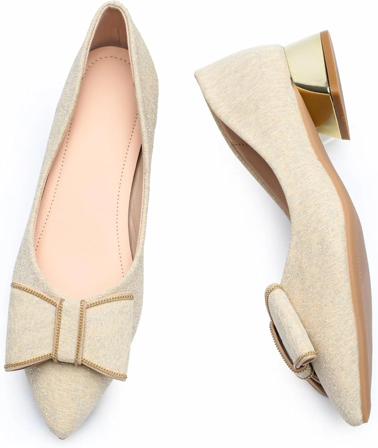 Women's Low Block Chunky Heels Pumps Shoes Pointed Toe Closed Toe Work Pumps Comfortable Slip-on Heels