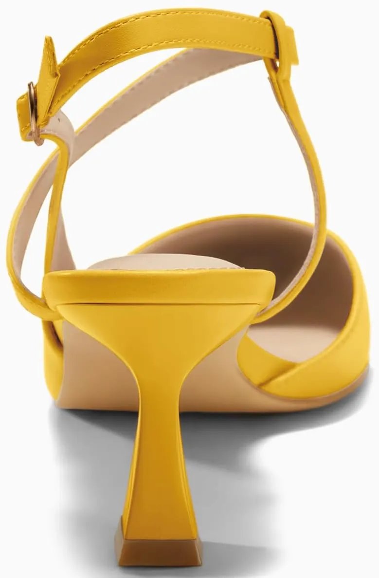 Womens Low Kitten Heel Closed Pointed Toe Slingback Pumps Heels Slip On Heeled Sandals Dress Shoes