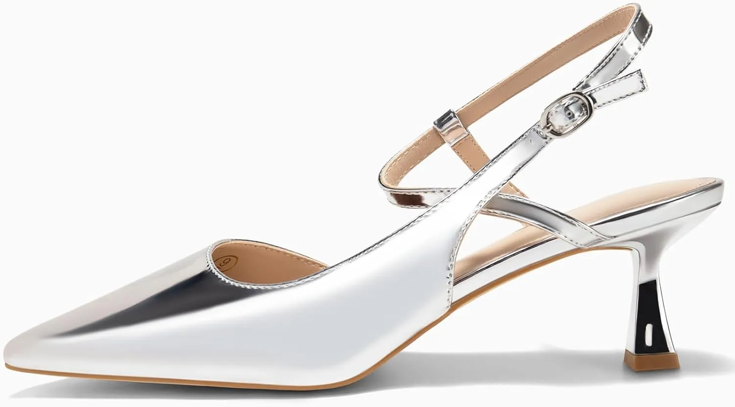 Womens Low Kitten Heel Closed Pointed Toe Slingback Pumps Heels Slip On Heeled Sandals Dress Shoes