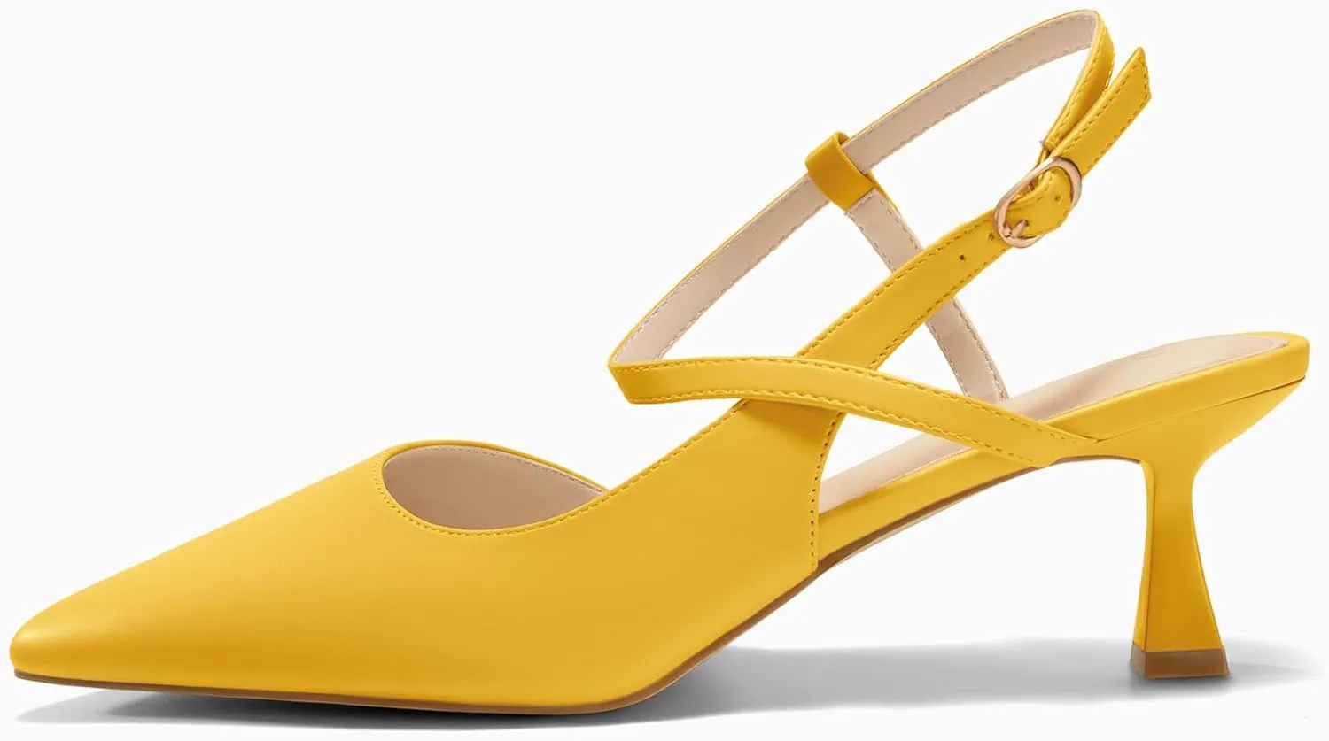 Womens Low Kitten Heel Closed Pointed Toe Slingback Pumps Heels Slip On Heeled Sandals Dress Shoes