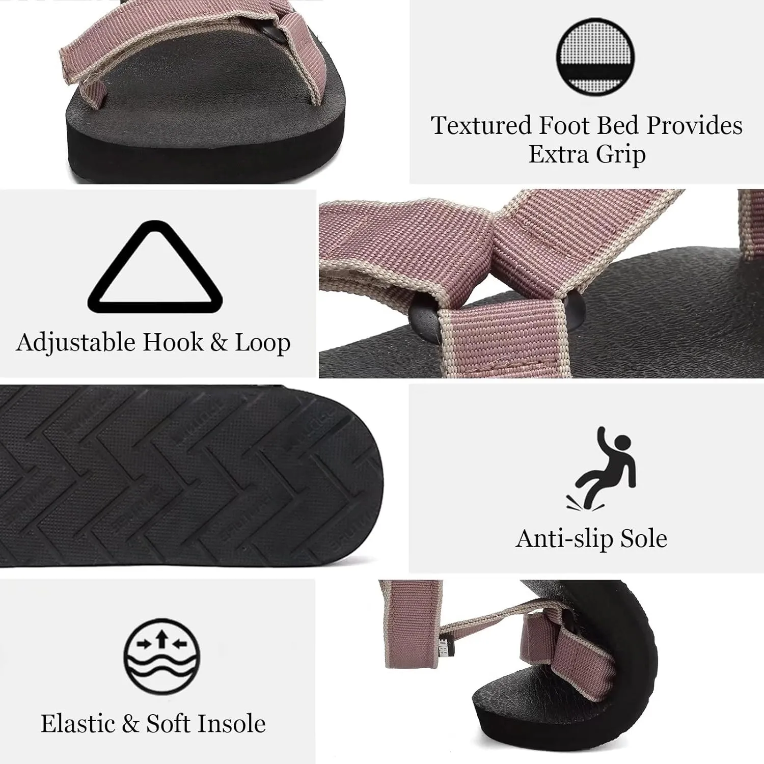 Women's Original Sandals Sport Sandals with Yoga Mat Insole Hiking Sandals Light-Weight Shoes