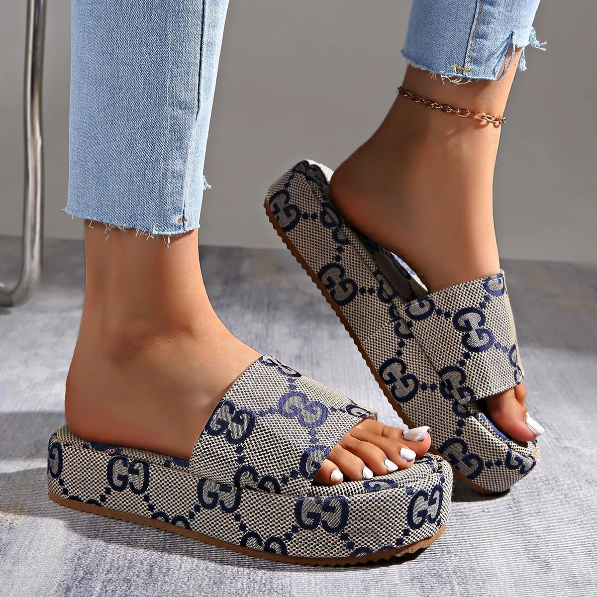 Women's Platform Sandals Fashion Open Toe Slides Comfortable and Non-Slip Slide Boho Sandals