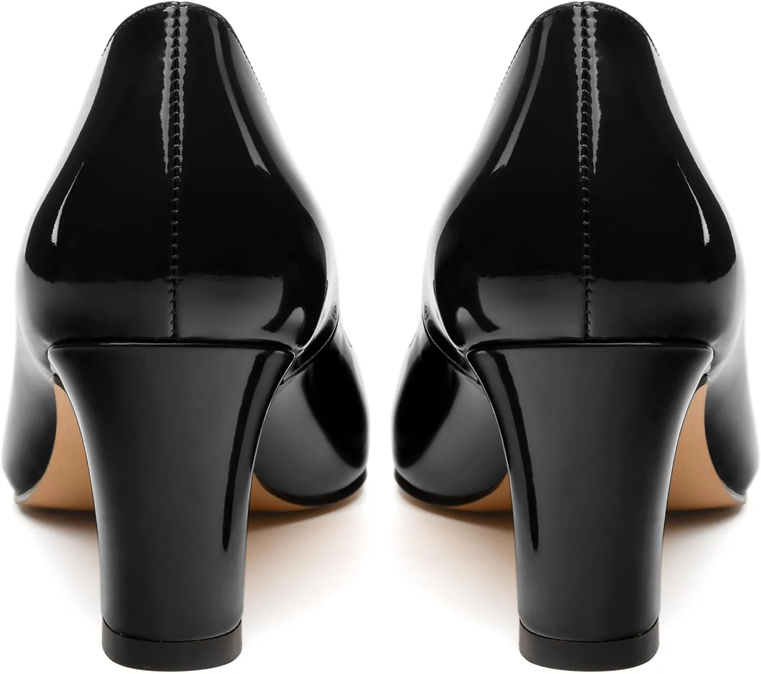 Women's Pumps, Pointed Closed Toe Mid Heels, Slip On Patent Shoes for Working Partying Wedding