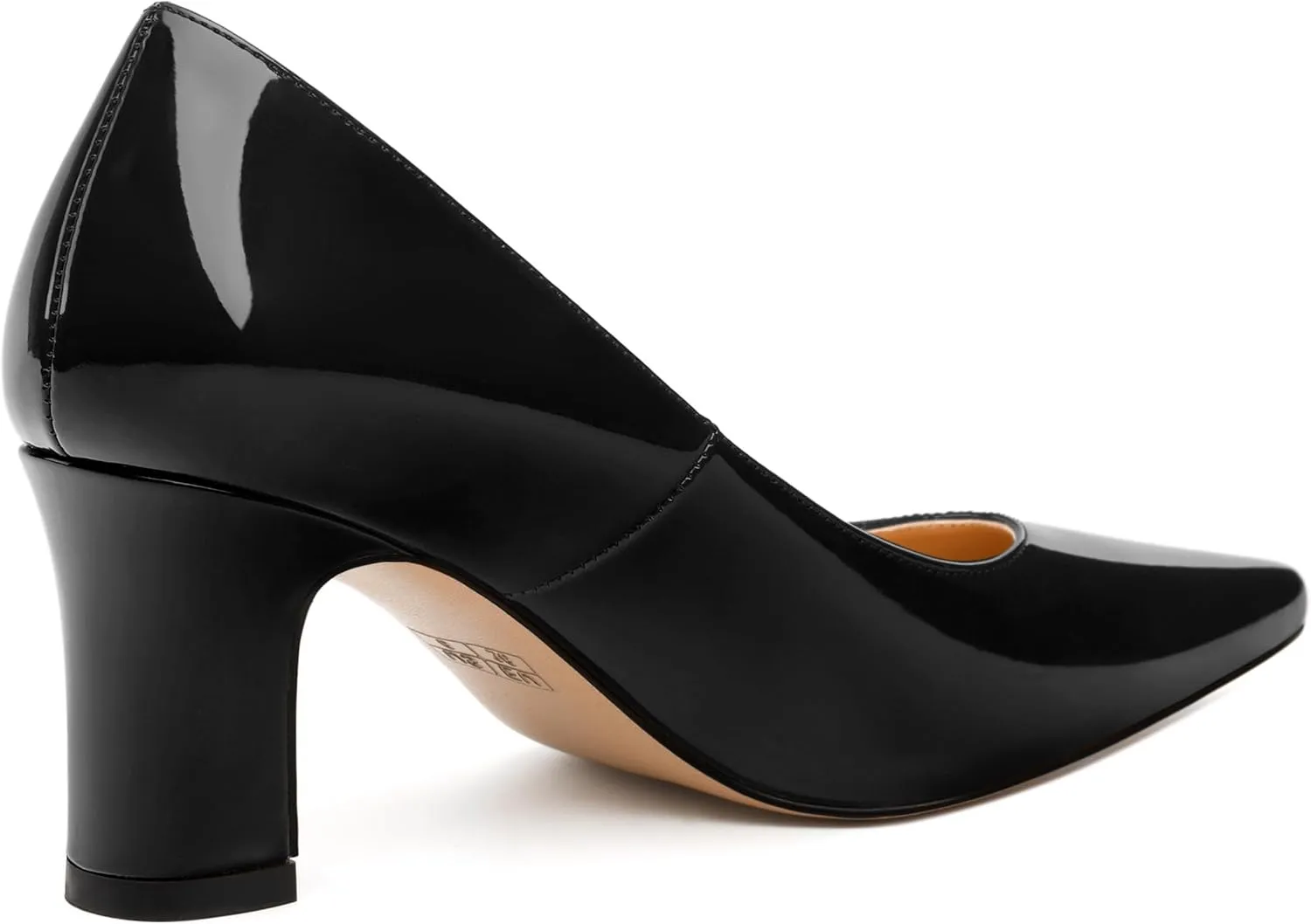 Women's Pumps, Pointed Closed Toe Mid Heels, Slip On Patent Shoes for Working Partying Wedding