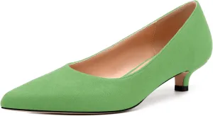 Women's Pumps, Pointed Toe Kitten Heels, Fashion Suede Slip on High Heels for Women 1.3 Inch