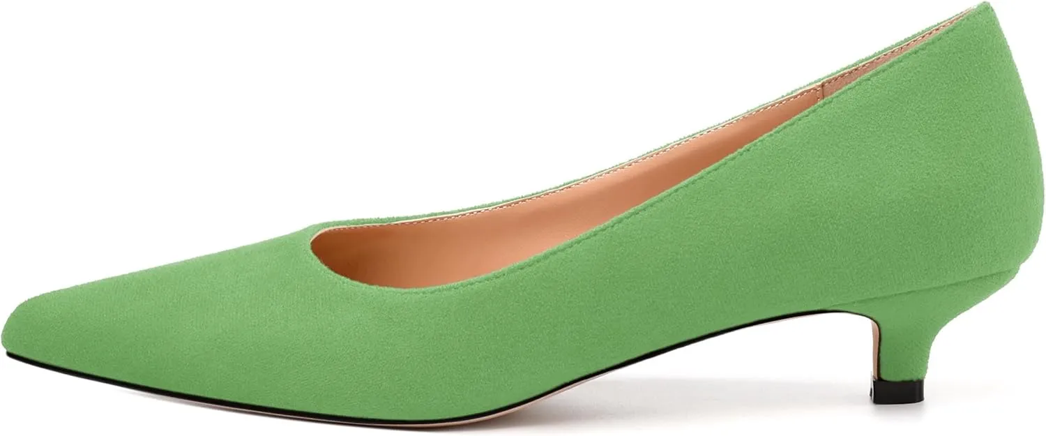 Women's Pumps, Pointed Toe Kitten Heels, Fashion Suede Slip on High Heels for Women 1.3 Inch