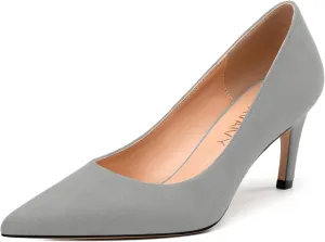 Women's Pumps, Pointed Toe Mid Stiletto Heels, Slip On Fashion Solid Dress Wedding Working Shoes for Women 2.5 inch
