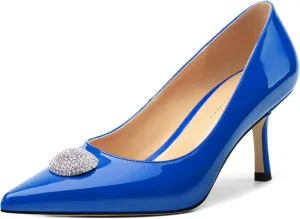 Women's Pumps, with an Elegant Pointed - Closed - Toe, Sparkling Rhinestones, are Highly Versatile for Work, Parties, Weddings and Other Formal Events.2.5 - inch