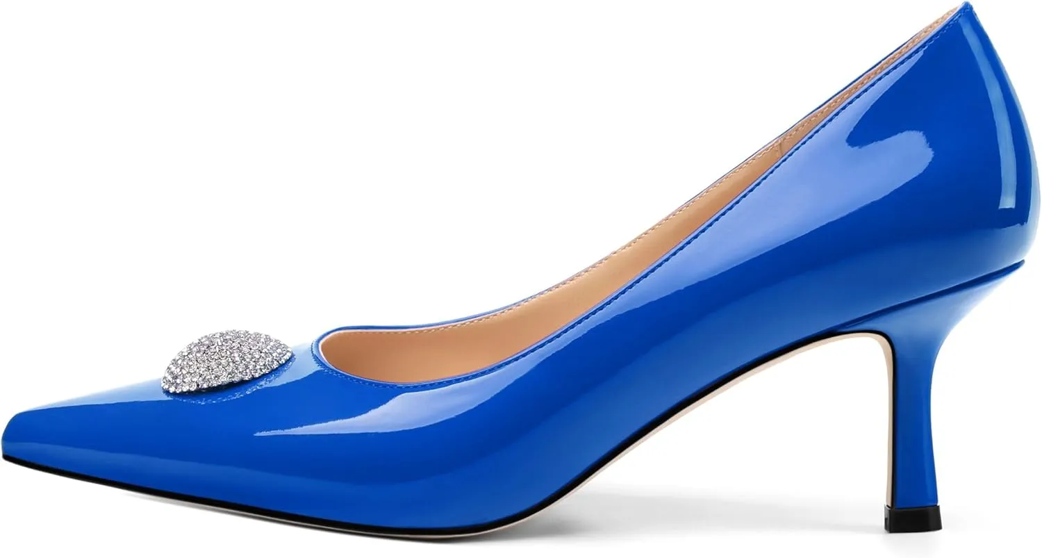 Women's Pumps, with an Elegant Pointed - Closed - Toe, Sparkling Rhinestones, are Highly Versatile for Work, Parties, Weddings and Other Formal Events.2.5 - inch