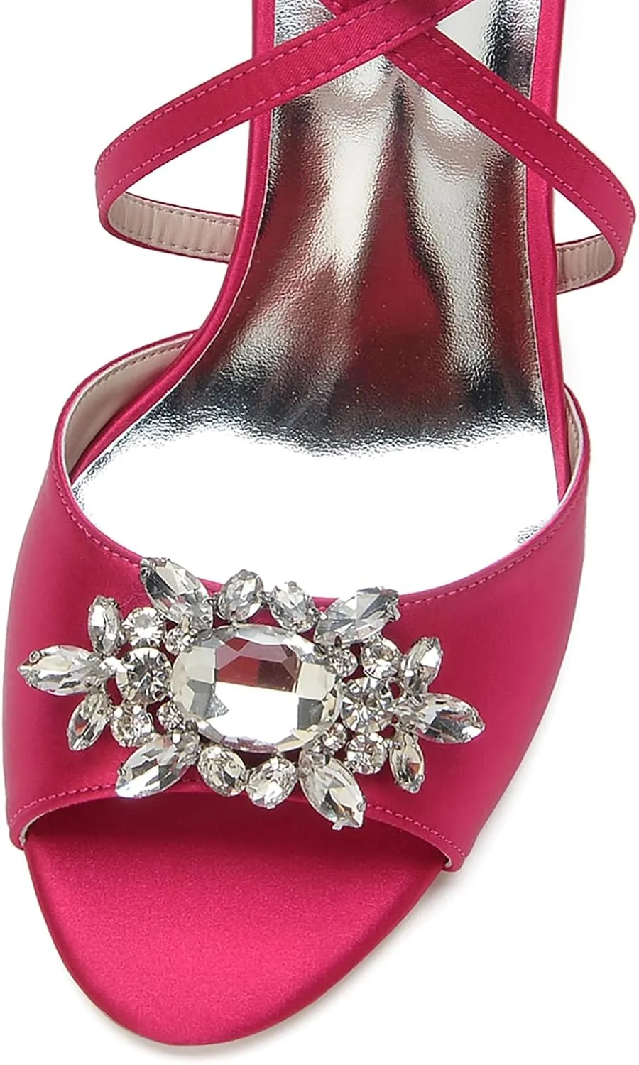 Women's Satin Sandals Women's ankle buckle sandals for weddings, Adjustable Ankle Strap Rhinestone embellished sandals Sparkly peep toe party shoes