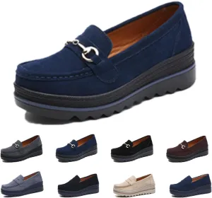 Womens Slip on Loafers Comfortable Thick Soft Platform Shoes Business Casual Walking Shoes
