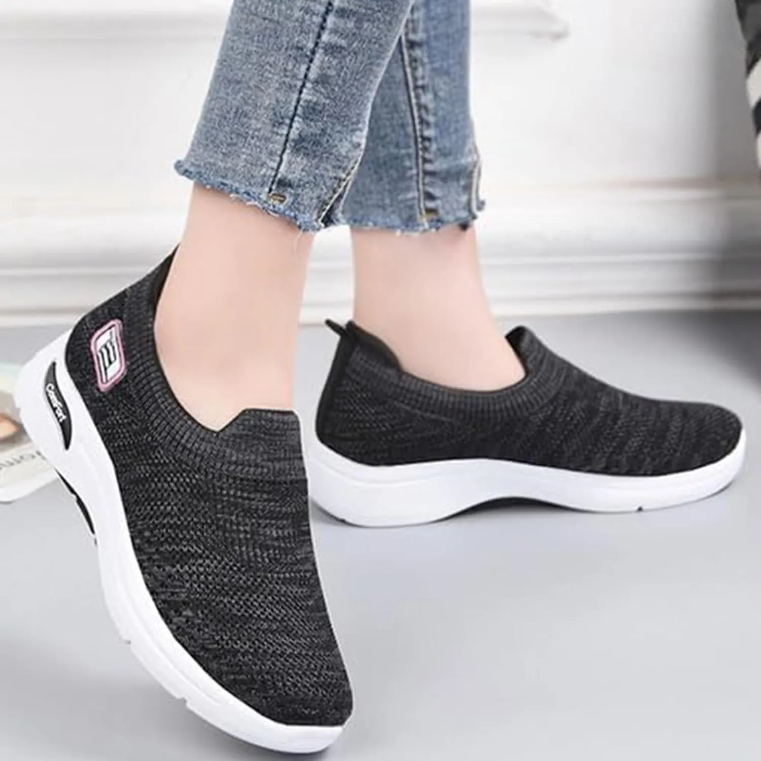 Womens Slip On Running Shoes Gym Workout Shoes Fashion Sneakers Athletic Tennis Sports Shoe Lightweight Breathable Fashion Casual Athletic Workout Walking Sneaker