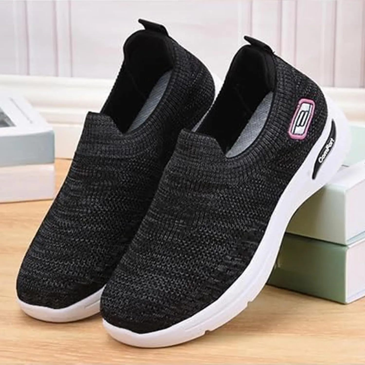 Womens Slip On Running Shoes Gym Workout Shoes Fashion Sneakers Athletic Tennis Sports Shoe Lightweight Breathable Fashion Casual Athletic Workout Walking Sneaker
