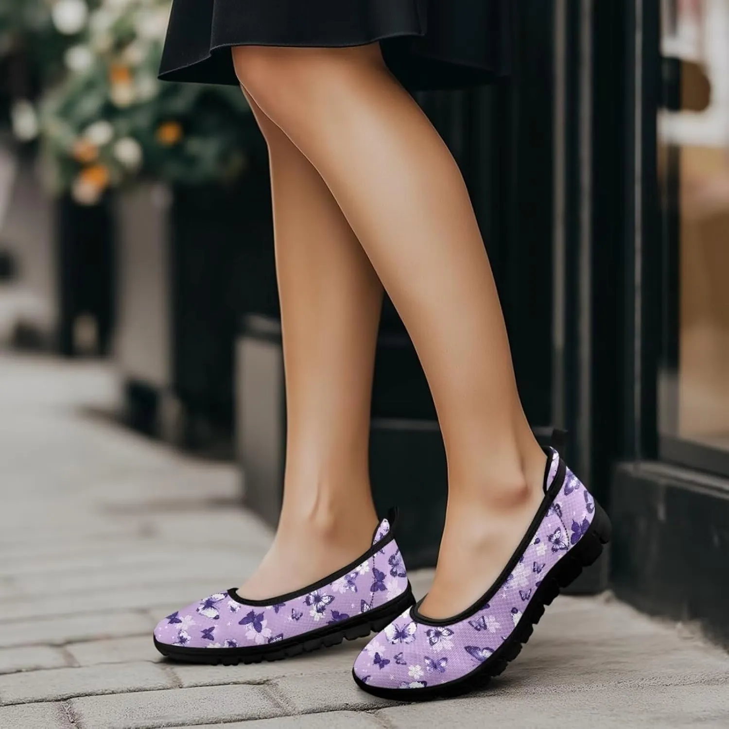 Women's Slip On Sneakers, Everyday Mesh Shoes, Non Slip Sole & Breathable Mesh, Lightweight & All-Day Comfort Black Sole