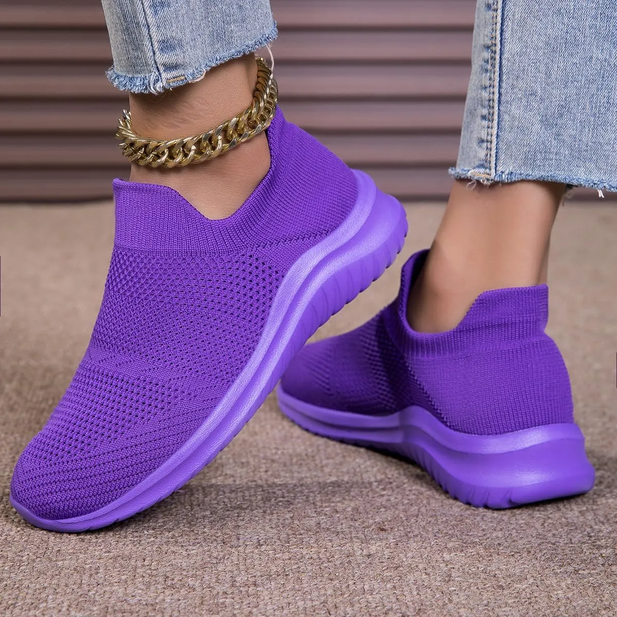 Women's Slip On Sneakers Women, Non Slip Work Shoes Comfortable Lightweight Breathable Casual Shoes for Walking Travel Work