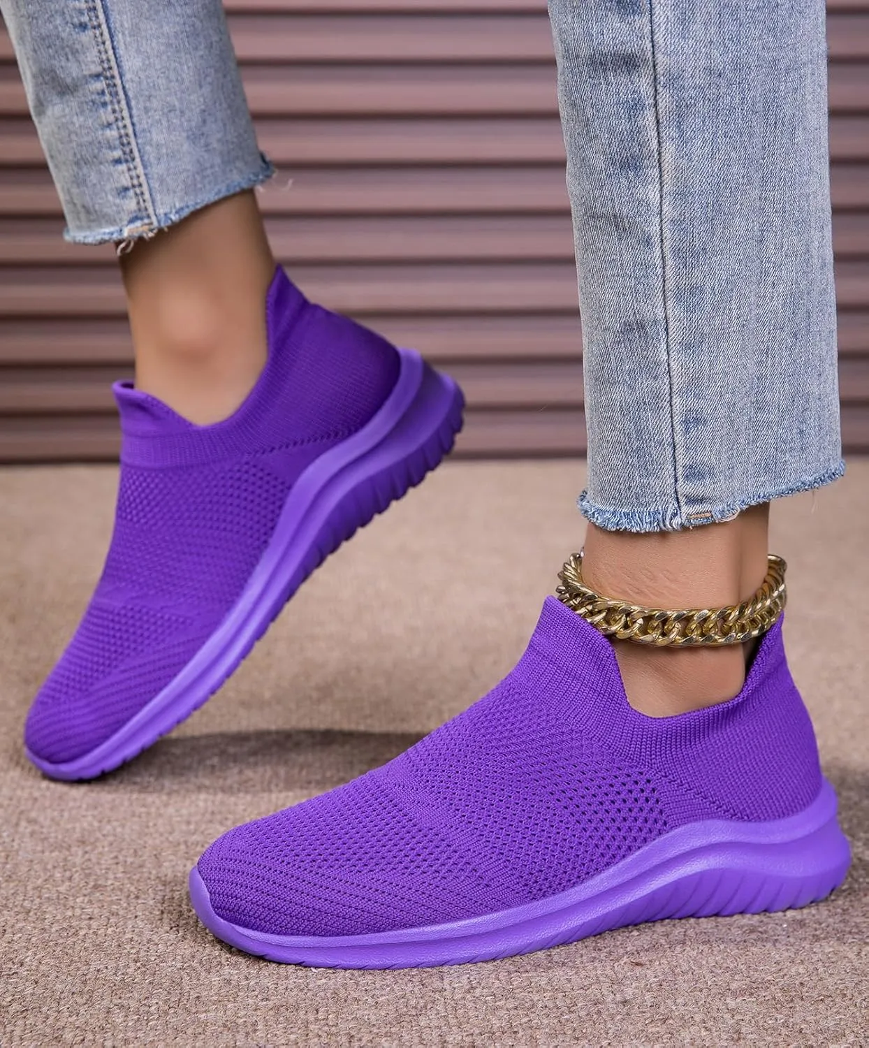 Women's Slip On Sneakers Women, Non Slip Work Shoes Comfortable Lightweight Breathable Casual Shoes for Walking Travel Work