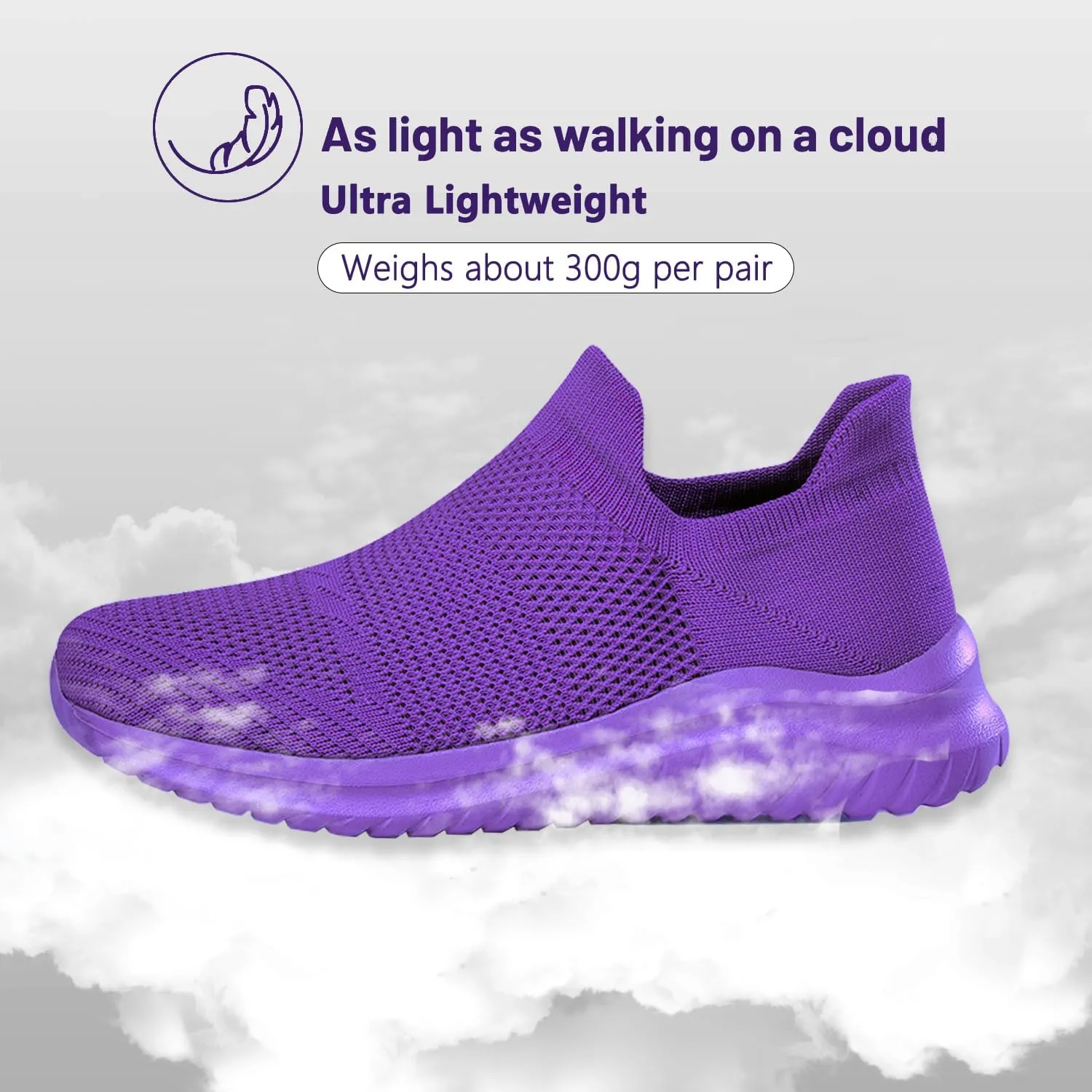 Women's Slip On Sneakers Women, Non Slip Work Shoes Comfortable Lightweight Breathable Casual Shoes for Walking Travel Work