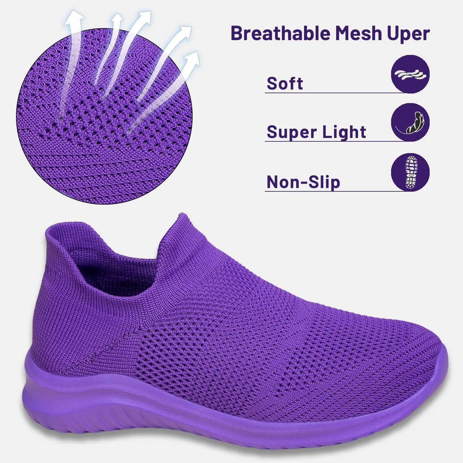Women's Slip On Sneakers Women, Non Slip Work Shoes Comfortable Lightweight Breathable Casual Shoes for Walking Travel Work