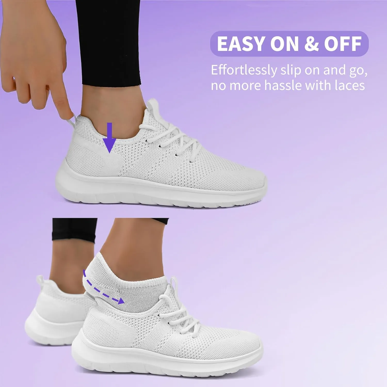 Women's Slip On Walking Shoes Non Slip Running Tennis Shoes Lightweight Breathable Athletic Gym Workout Cross Training Sneakers