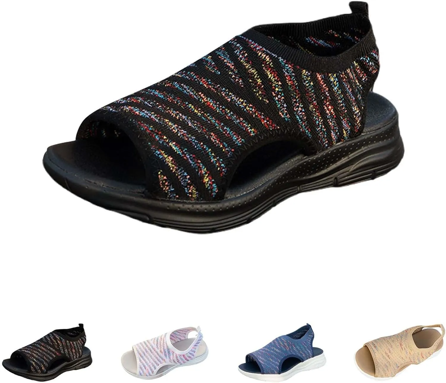 Womens Walking Sandals Comfortable Arch Support Orthopedic Platform Silde Open Toe Sport Shoes for Summer Beach