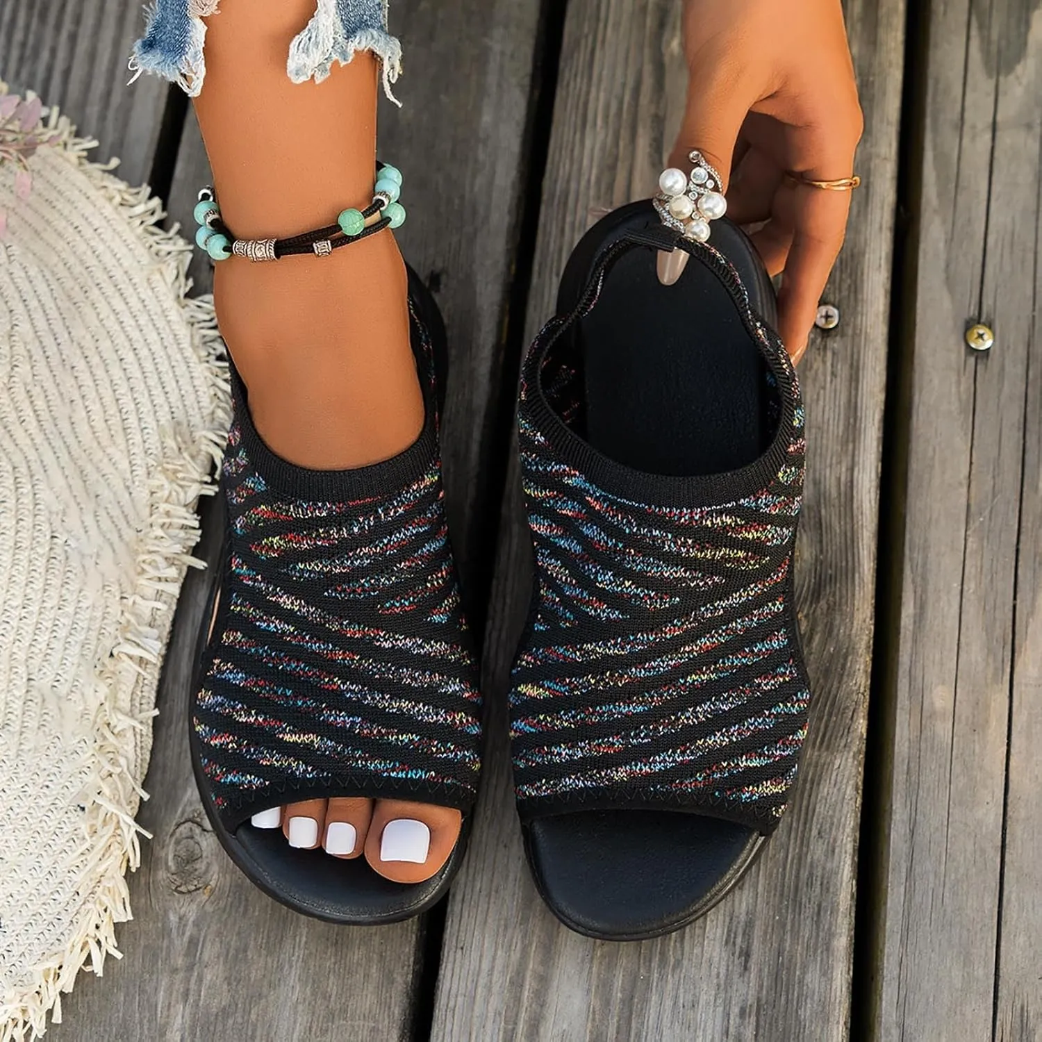 Womens Walking Sandals Comfortable Arch Support Orthopedic Platform Silde Open Toe Sport Shoes for Summer Beach