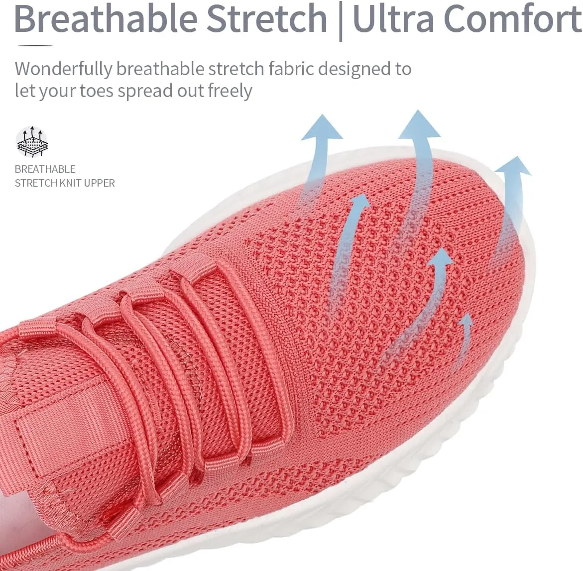 Womens Walking Shoes Casual Slip On Tennis Running Shoes Lightweight Breathable Non Slip Workout Athletic Gym Cross Training Sneakers
