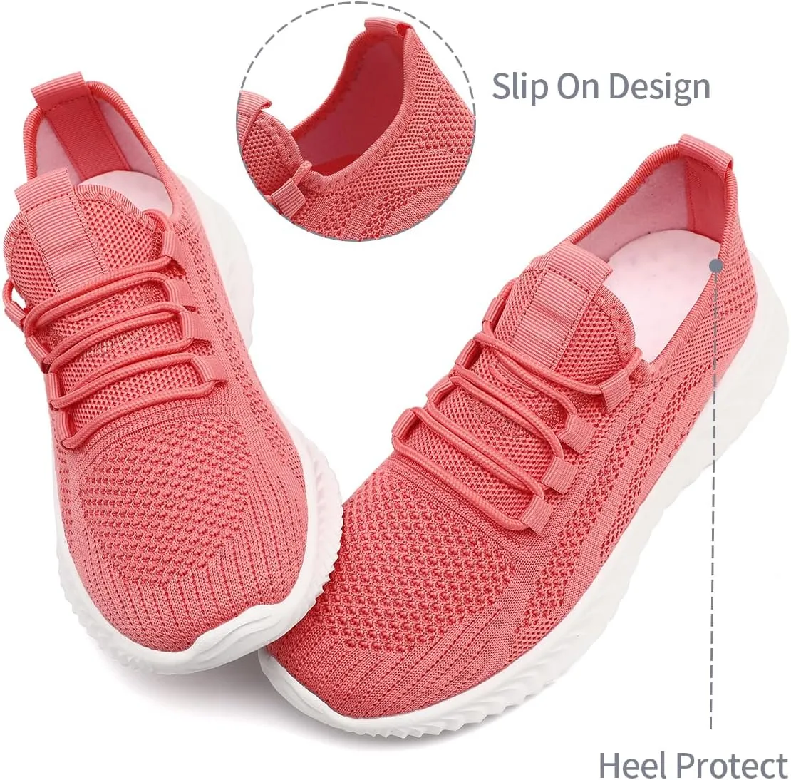 Womens Walking Shoes Casual Slip On Tennis Running Shoes Lightweight Breathable Non Slip Workout Athletic Gym Cross Training Sneakers