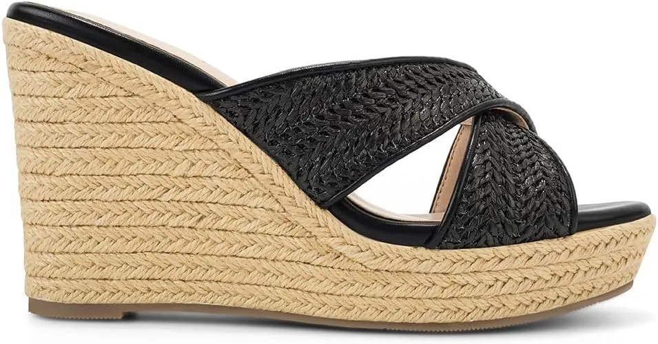 Women's Wedge Slides -Sandals - espadrilles raffia sandals -summer Open Toe platform Slip On high heel casual sandals beach comfortable slippers