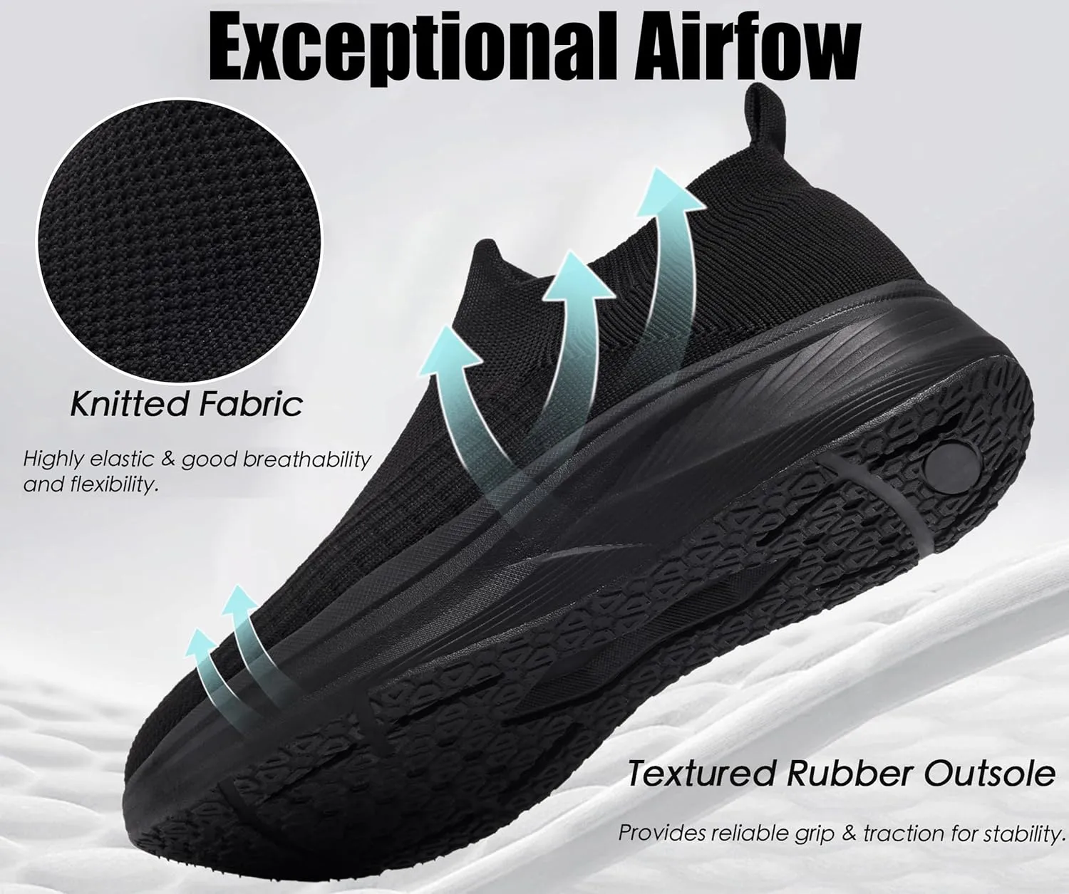 Women's Wide Slip On Walking Shoes Non-Slip Socks Shoe Lightweight Breathable Mesh Sneakers for Everyday Comfort & Style | Perfect for Work Travel