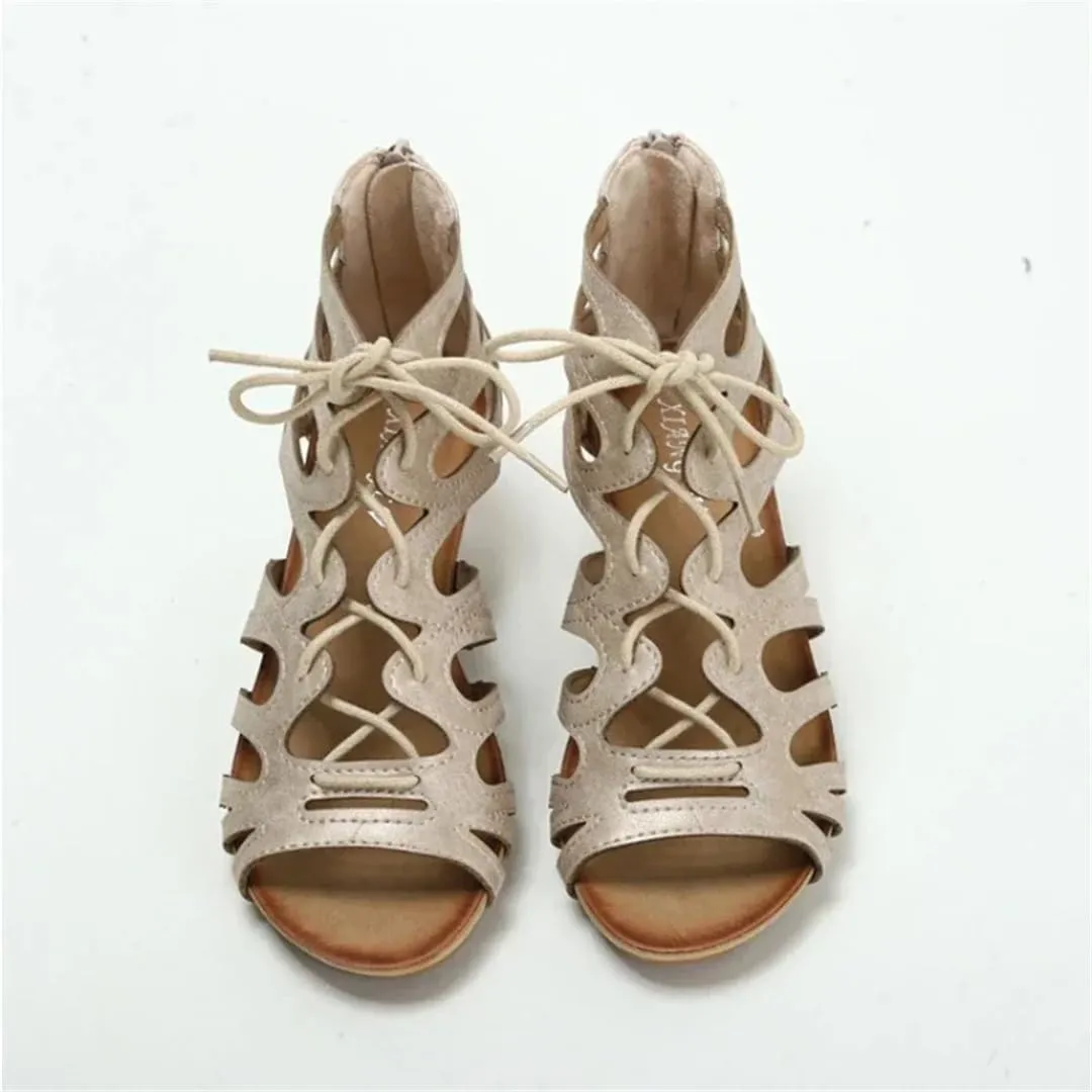 Womens Zip Back Strap Wedge Heel Open Side Vamp Modern Sandals PU Upper Open Toe Casual Summer Sandals