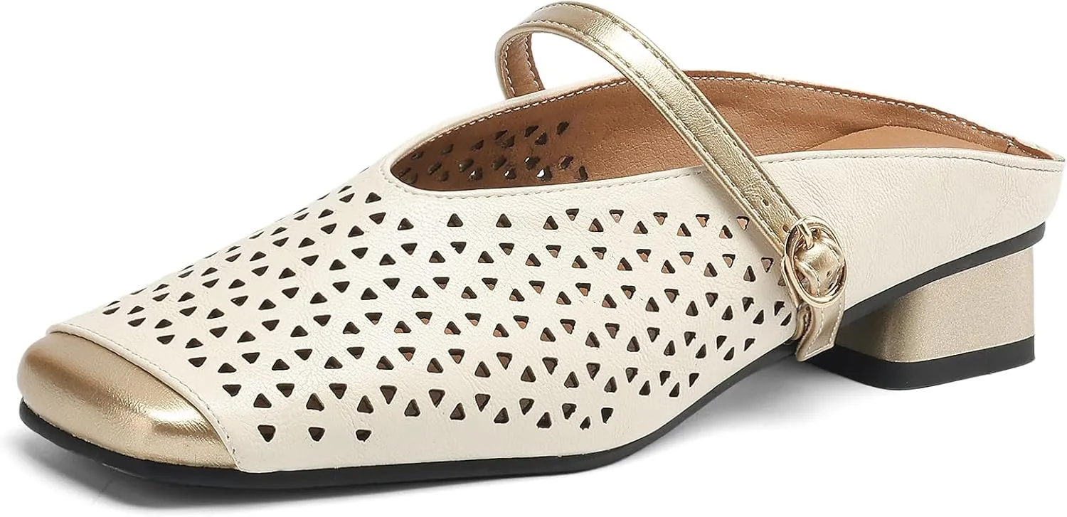 Woven Mesh Slingback Pumps for Women Nude Low Heel Sandal Square Toe Slingback Heels Office Casual Street