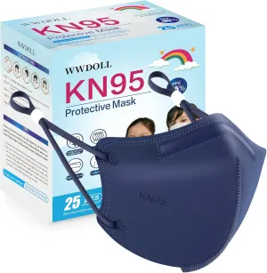 WWDOLL Kids KN95 Face Mask 25 Pack, 5-Layers Breathable KN95 Masks for Children, Purple