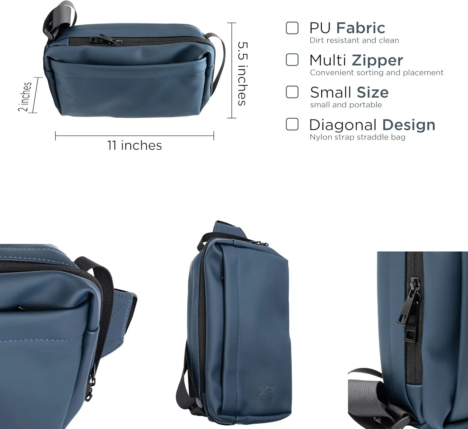 X RAY Men's Shoulder Bag Crossbody Backpack for Men, EDC PU Leather Sling Carry Bag for Travel, Work, Gym