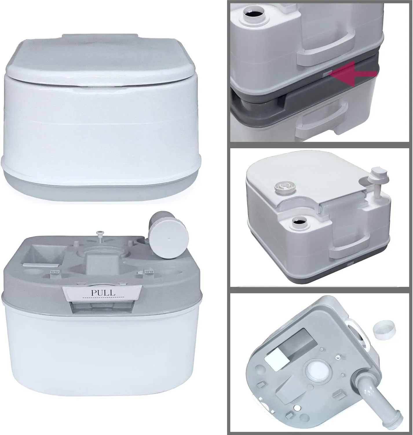 XKMT- Portable Toilet 24L 6 Gallon Flush Travel Camping Outdoor/Indoor Commode Potty [P/N: ET-TOILET002-24L]