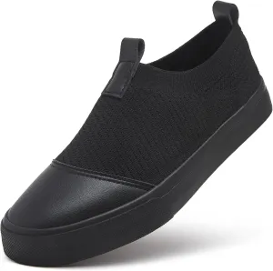 XRH Women's White Slip On Sneakers,Non Slip Women Fashion Work Shoes,Low top Casual Shoes