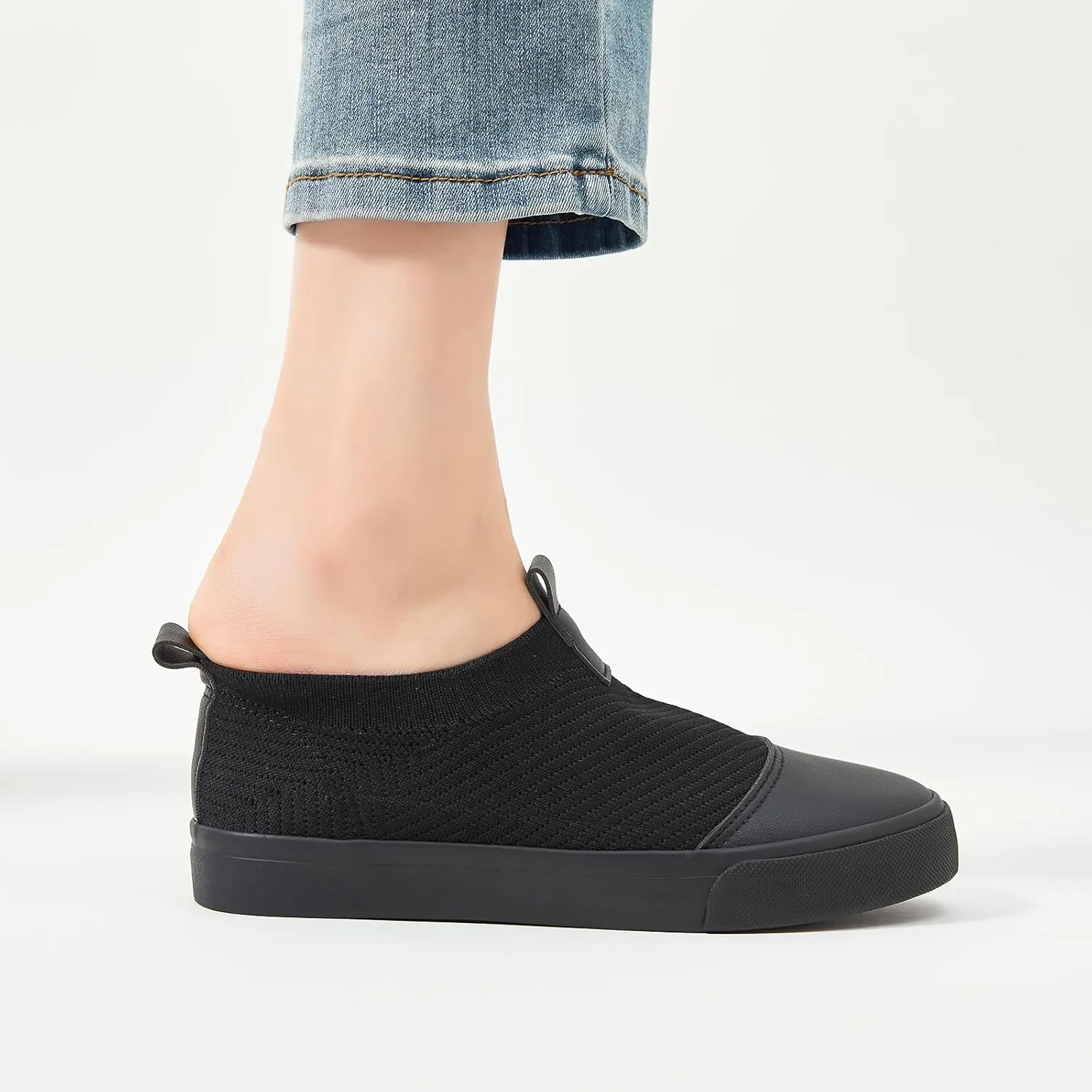 XRH Women's White Slip On Sneakers,Non Slip Women Fashion Work Shoes,Low top Casual Shoes