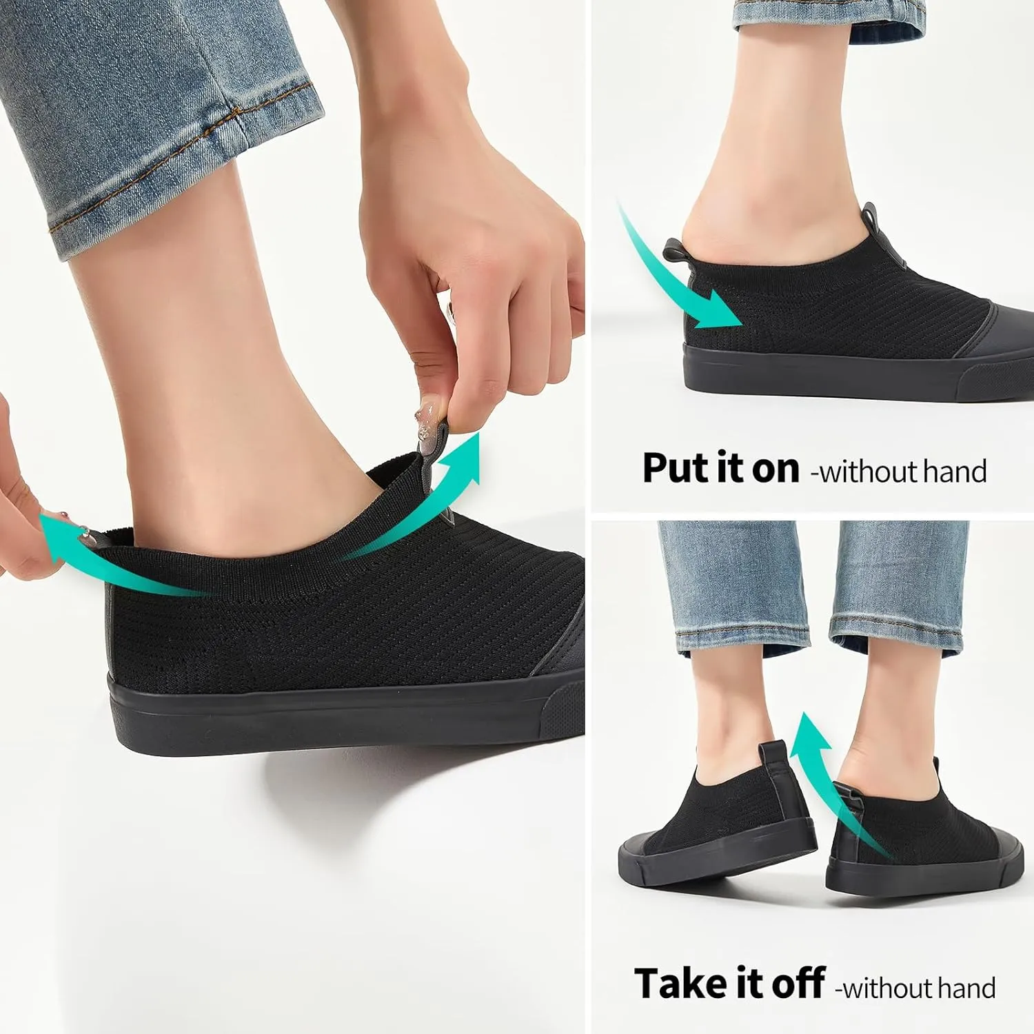 XRH Women's White Slip On Sneakers,Non Slip Women Fashion Work Shoes,Low top Casual Shoes