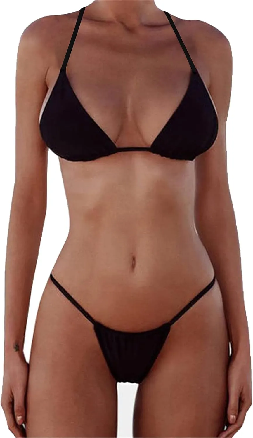 XUNYU Thong Bikini Sets for Women - Brazilian Micro String Bikinis Sexy Two Piece Swimsuit Triangle Top Halter Bathing Suits