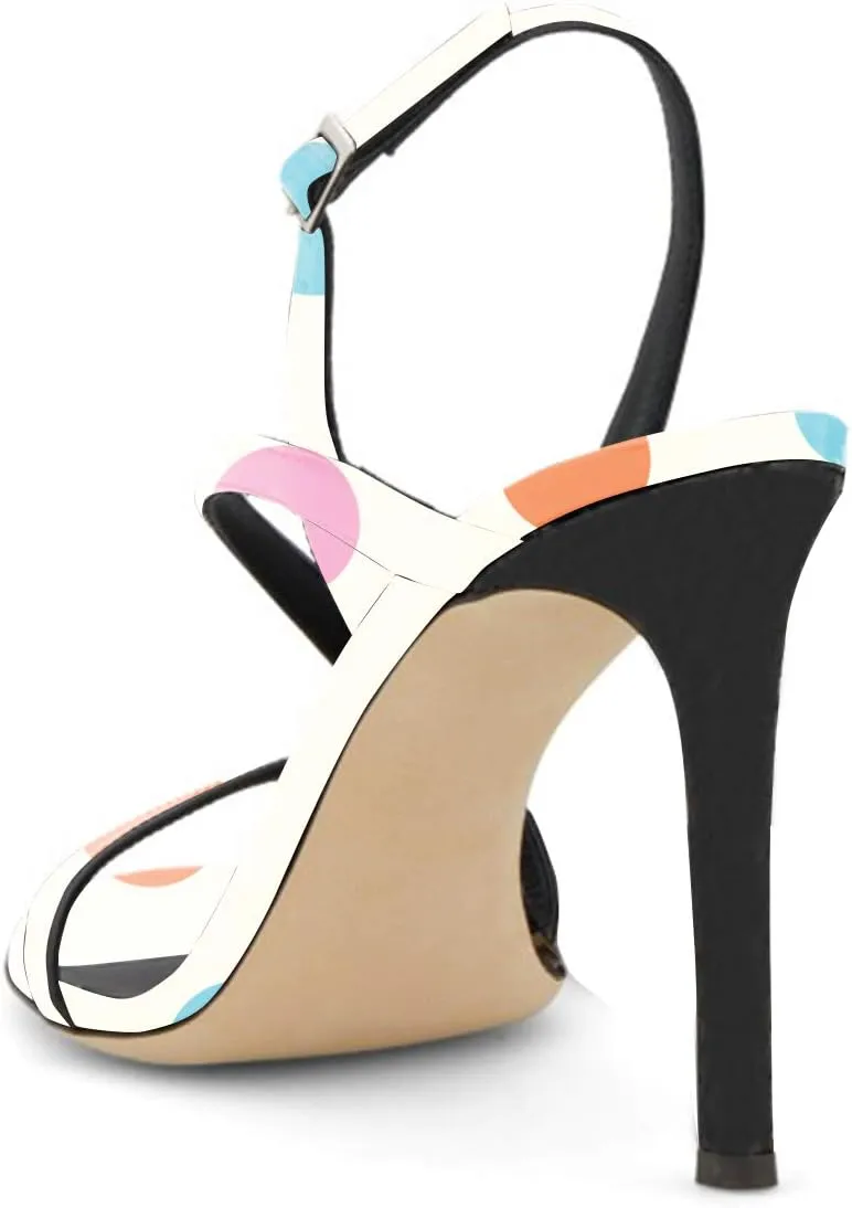 XYD Women Sexy Multicolored Slingback Sandals Open Toe High Heels Single Strap Slip On Shoes