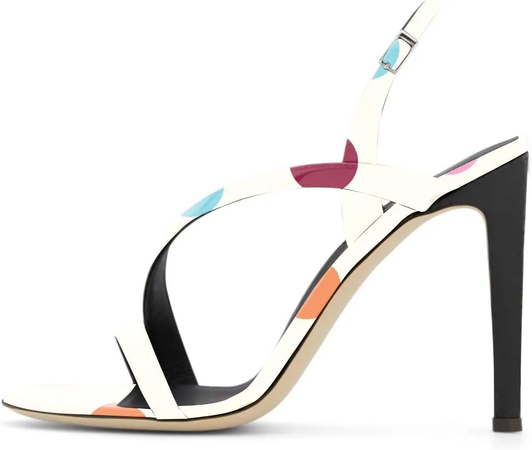 XYD Women Sexy Multicolored Slingback Sandals Open Toe High Heels Single Strap Slip On Shoes