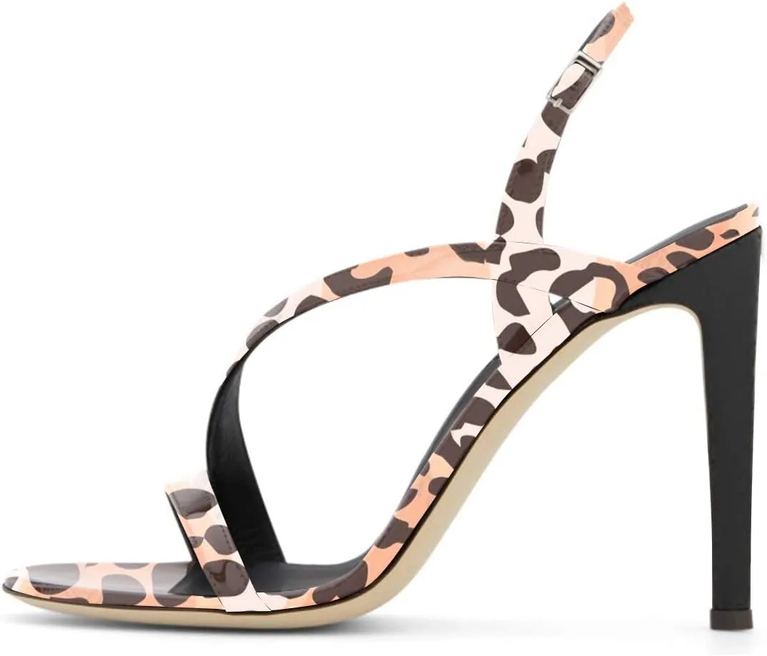 XYD Women Sexy Multicolored Slingback Sandals Open Toe High Heels Single Strap Slip On Shoes