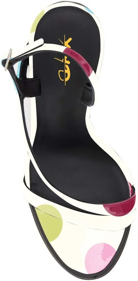 XYD Women Sexy Multicolored Slingback Sandals Open Toe High Heels Single Strap Slip On Shoes
