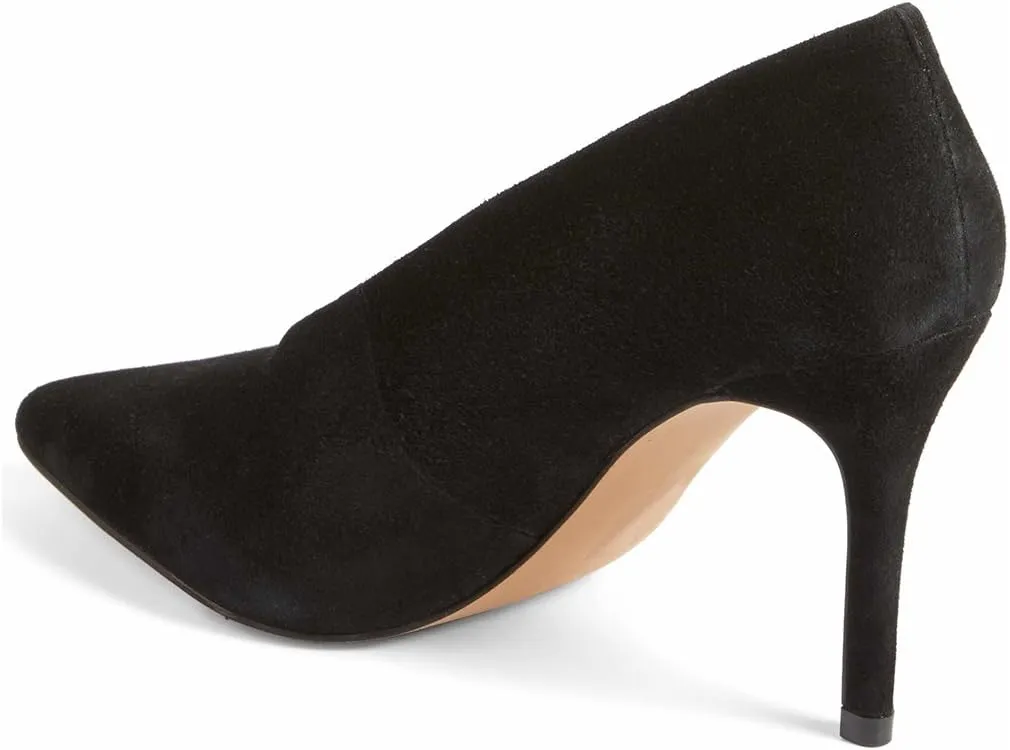 XYD Women's Fashion Suede High Heel Pumps Pointed Toe V Cut Slip On Dress Shoes