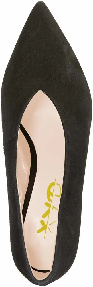 XYD Women's Fashion Suede High Heel Pumps Pointed Toe V Cut Slip On Dress Shoes